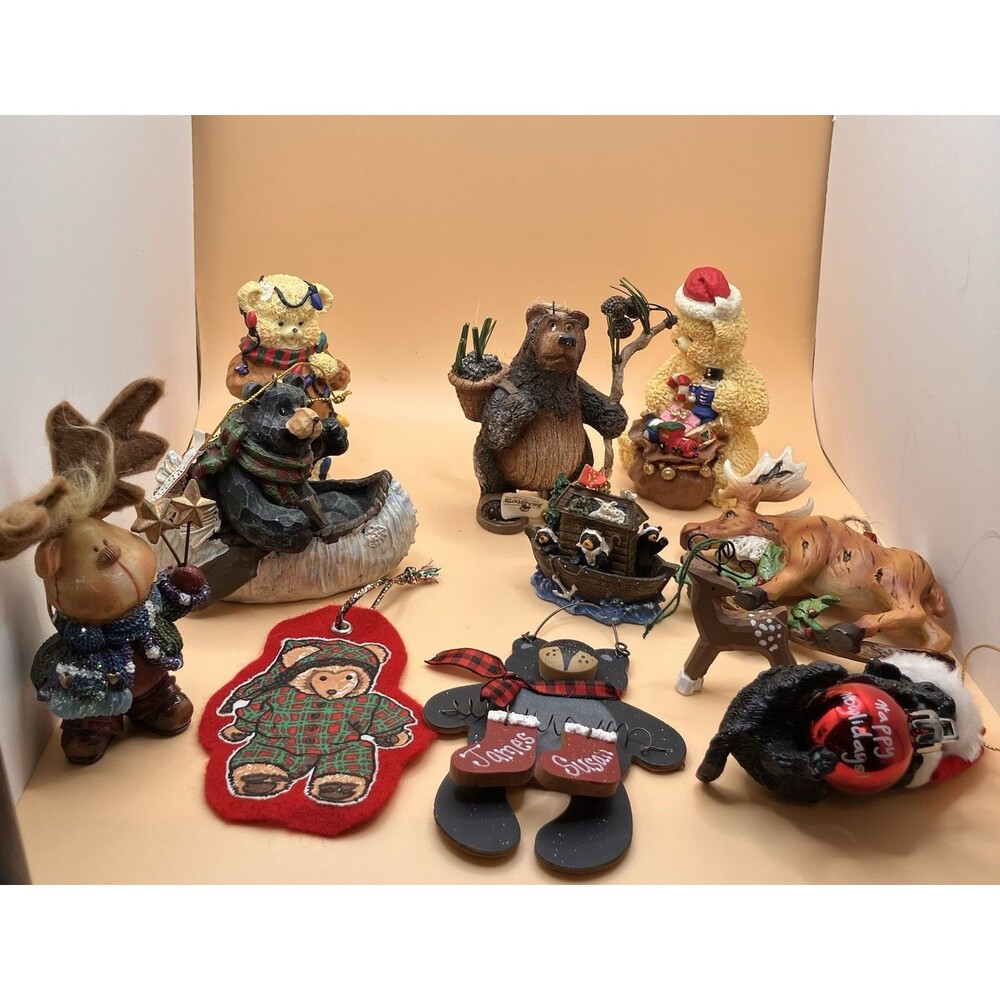 Lot of 11 Bear Moose Dog Country Critters Christmas Tree Ornaments
